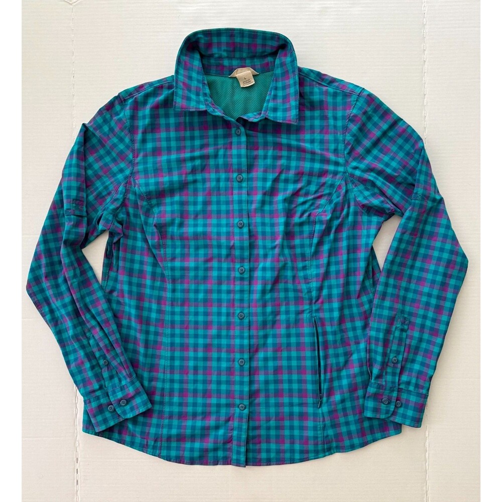 Duluth Trading Co Women's Sun Protection Hiking Fishing Shirt Plaid - Large
